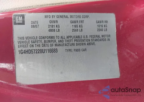 2008 Buick Lucerne Cxl from USA, damaged, VIN 1G4HD57228U116683